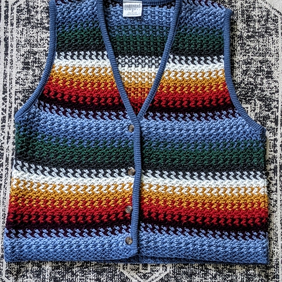 SOLD Crochet Knit Sweater Vest Earthy - Picture 3 of 16